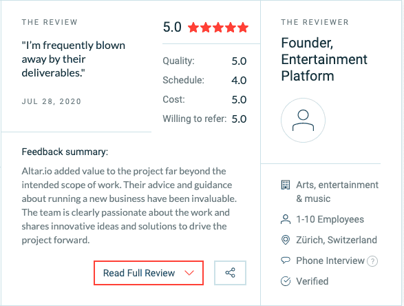 Altar, Custom Software Development Company Review 2