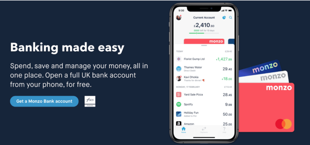 Monzo Mkting screen