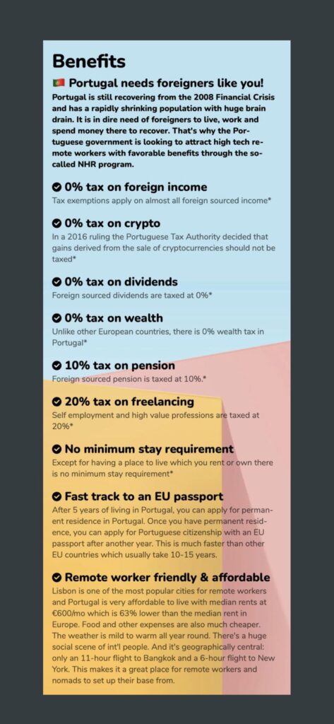 Portugal Benefits for Foreigners