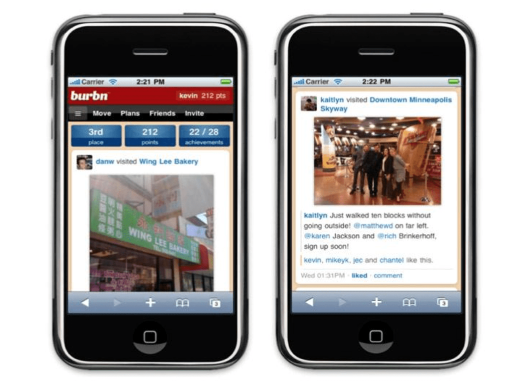 Burbn (now instagram) MVP Key App Screens