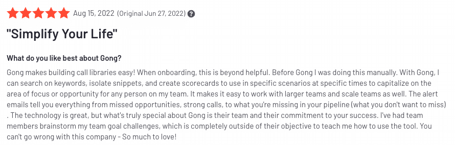 Gong Review on UX/UI