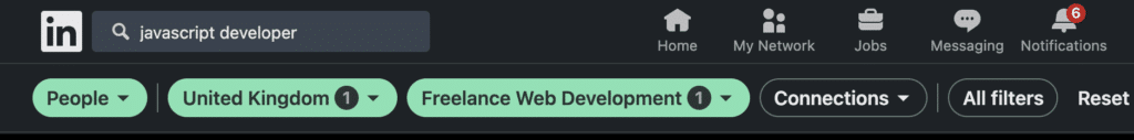 javascript developer search on linkedin