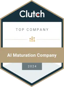 Clutch Top Company for AI Maturation Company 2024 award badge