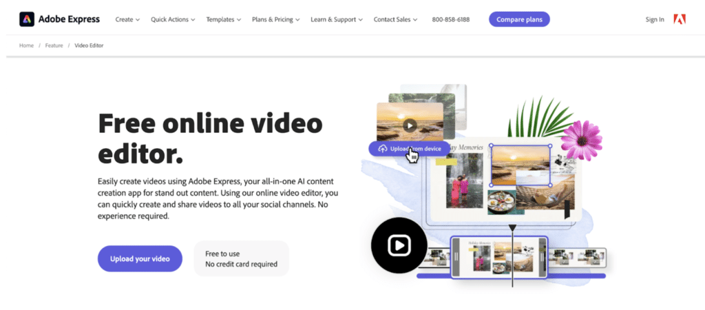 Adobe Express website screenshot – Best Tools for entrepreneurs