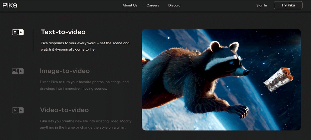 PIKA AI Video generation tool