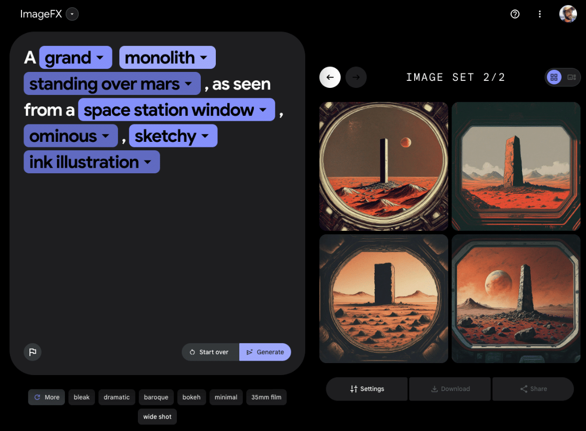 Imagen 2 AI generated Monolith image on mars