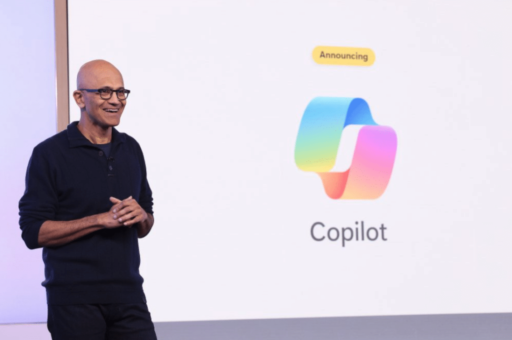 Satya Nadella announcing Microsoft Copilot