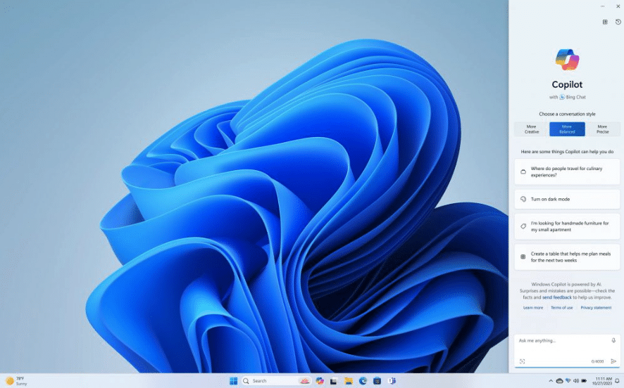 Copilot integrated into Windows 11
