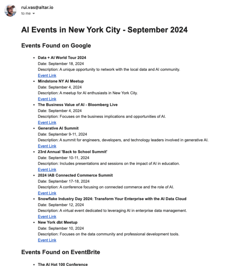 Successful AI Agent Email for events
